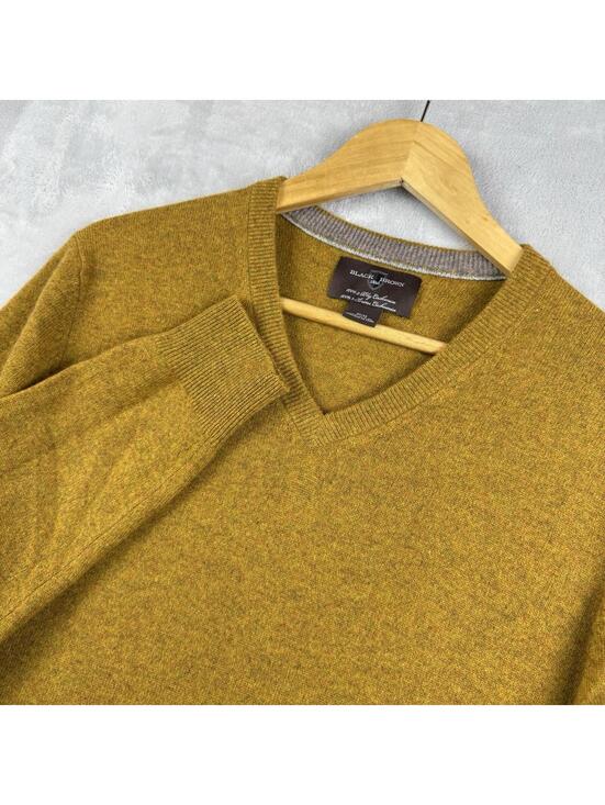 Black Brown 1826 Other - Black Brown 1826 100% Cashmere V-Neck Sweater Mustard Gold Mens M Quiet luxury